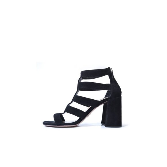 PRADA Shoes 39.5 | 9 US Womens Caged Block Heels Black Suede 85mm - Picture 8 of 8